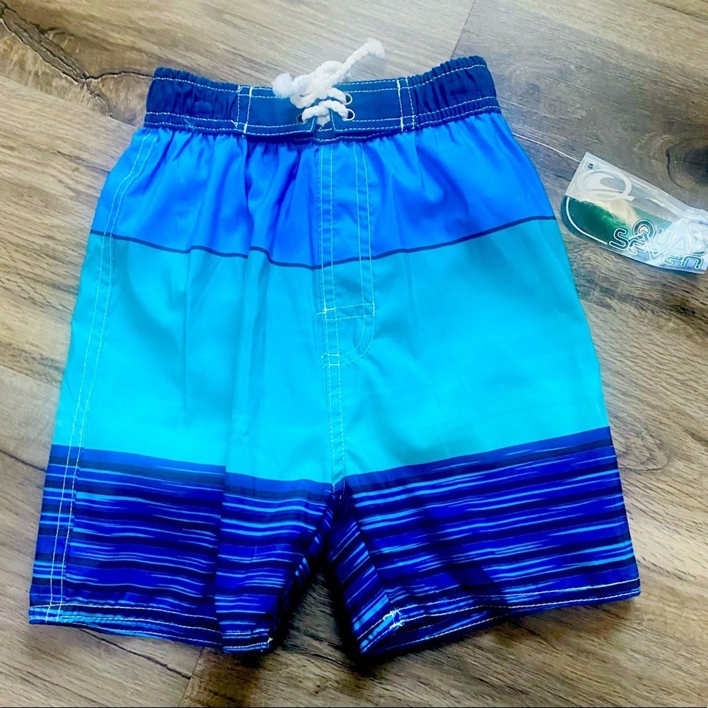 Boys Quad Seven Blue Swim Trunks Size 3T NWT.